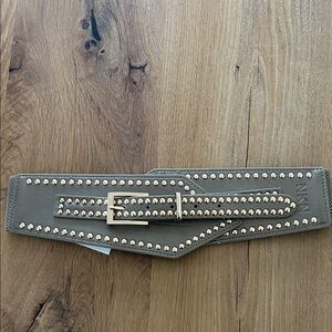 Nekane Bronze Wide Belt Gold Tone Studs Buckle Stretch One Size Boho Western